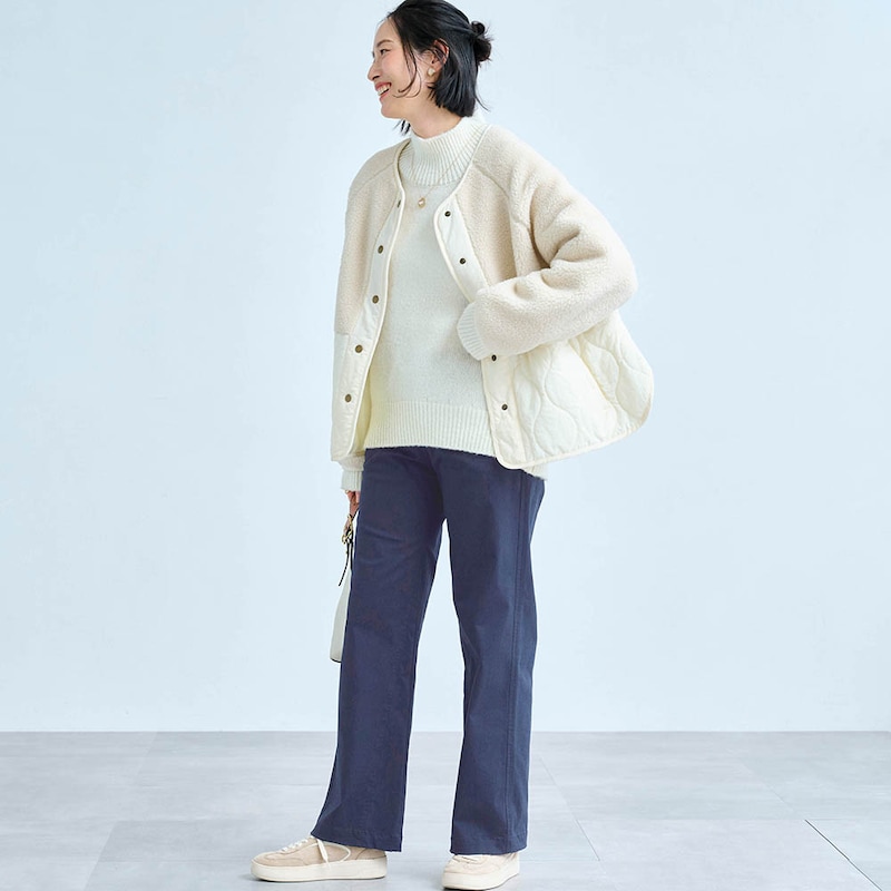 モデル身長168cm／M　※写真は撮影用のため股下+6cmになります。