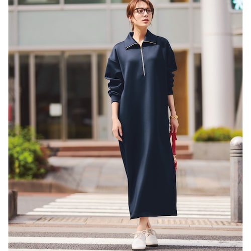 ハーフジップワンピース