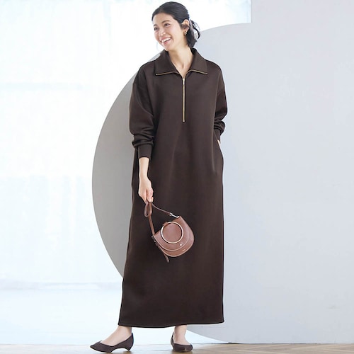 ハーフジップワンピース