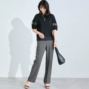 モデル身長173cm／M　※写真は撮影用のため股下+6cmになります。ボトムのみ着用