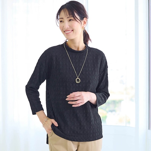 ジャカード七分袖カットソー【セットアップ可】