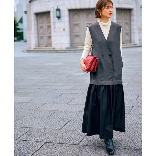 ジレ重ね着風ワンピース［日本製］ 【TV newsおかえり で着用されました】