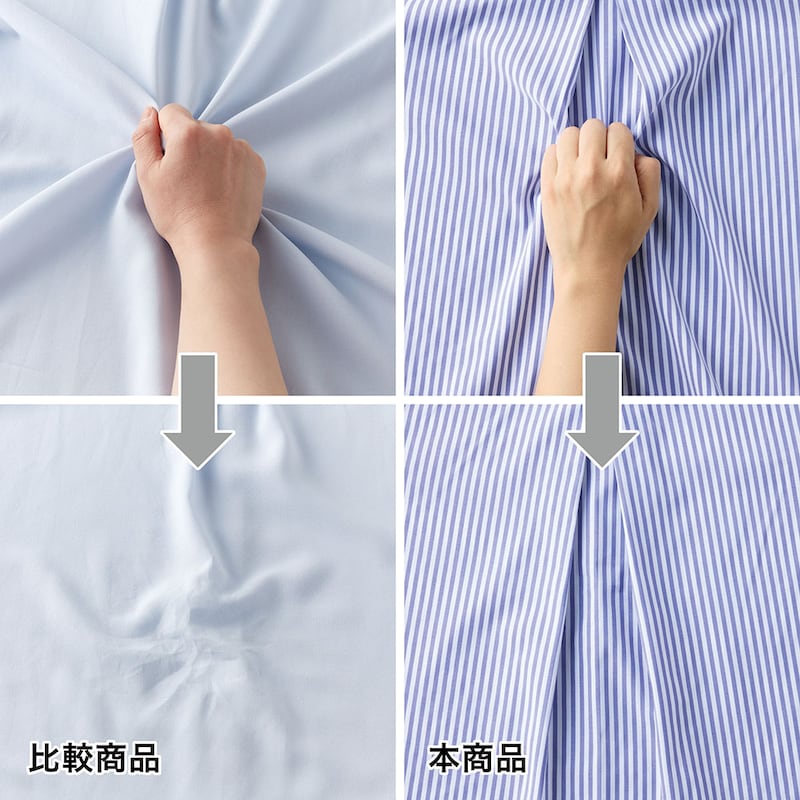 形態安定性に優れたシワになりにくい素材を採用