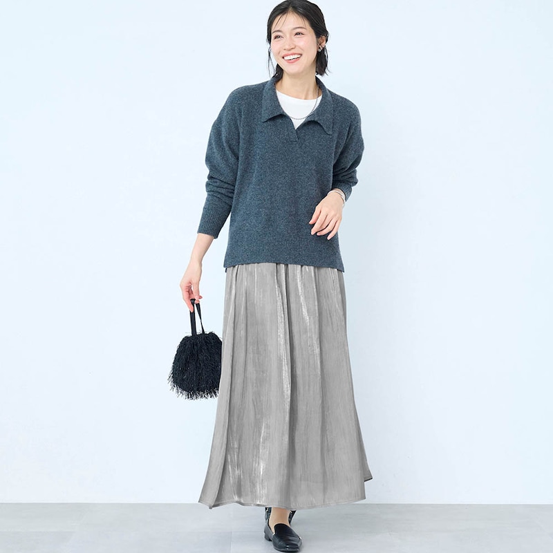 モデル身長168cm／M・総丈85cm　※写真は撮影用のため総丈+6cmになります。