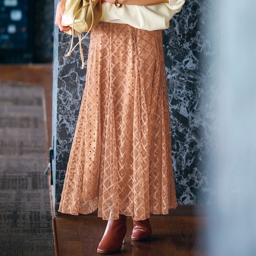 フロッキードットチュールスカート