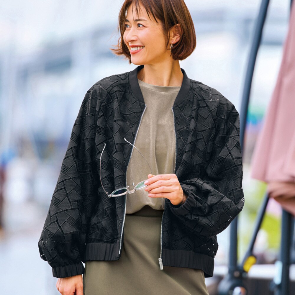 【スタイルノート/StyleNote】【12月9日セール追加】 レース素材の軽やかブルゾン