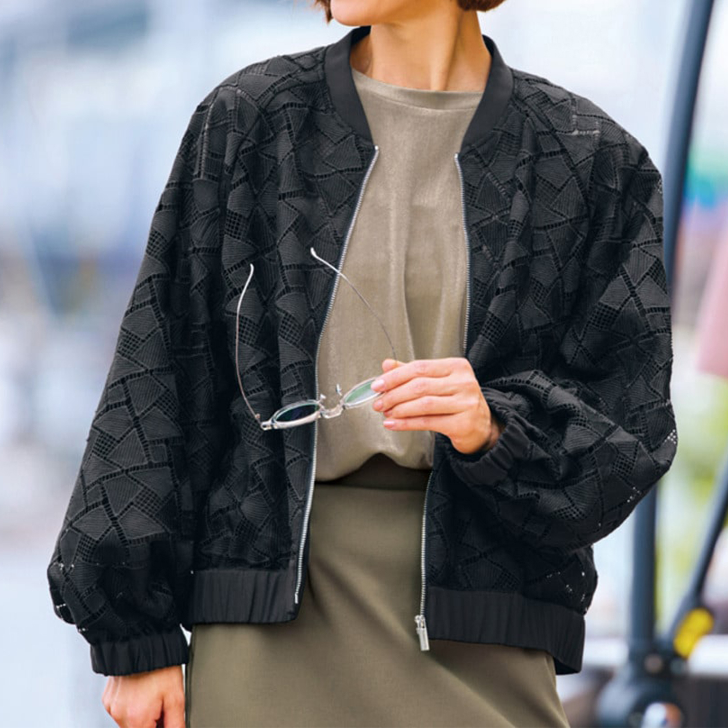 【スタイルノート/StyleNote】レース素材の軽やかブルゾン