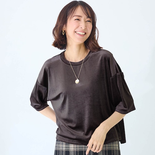 オトナスリーブシアーベロアＴシャツ