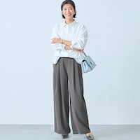 モデル身長168cm／M ※写真は撮影用のため股下+6cmになります。グレー着用