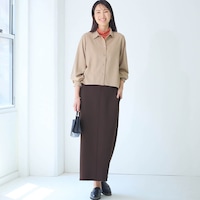 モデル身長173cm／M　※写真は撮影用のため総丈+6cmになります。ボトムのみ着用