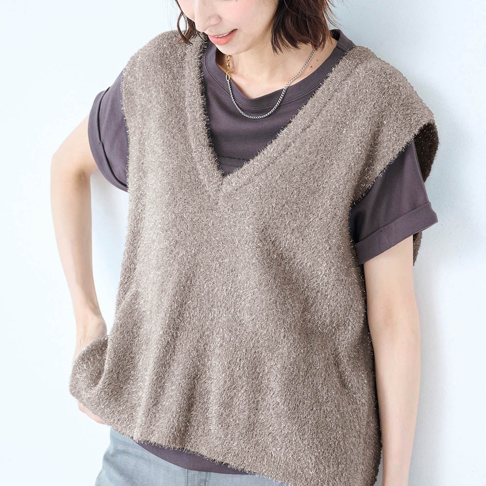 ラメシャギーニットベスト 【TV newsおかえり で着用されました