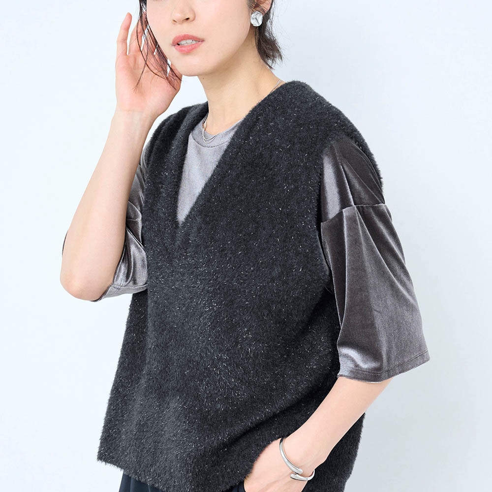 ラメシャギーニットベスト 【TV newsおかえり で着用されました