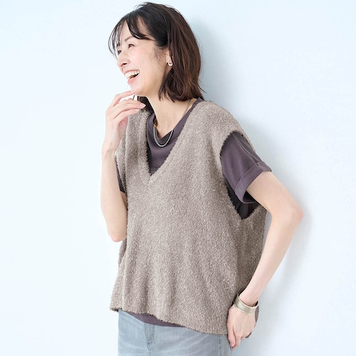 ラメシャギーニットベスト 【TV newsおかえり で着用されました】