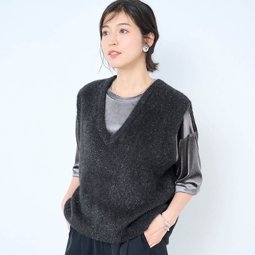 ラメシャギーニットベスト 【TV newsおかえり で着用されました】