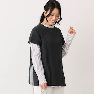 【花笑むとき/hana emu toki】綿混サイドラメスリットニットベスト