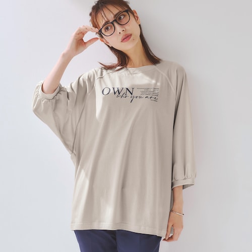 シアーニットジョーゼットドルマン七分袖カットソー