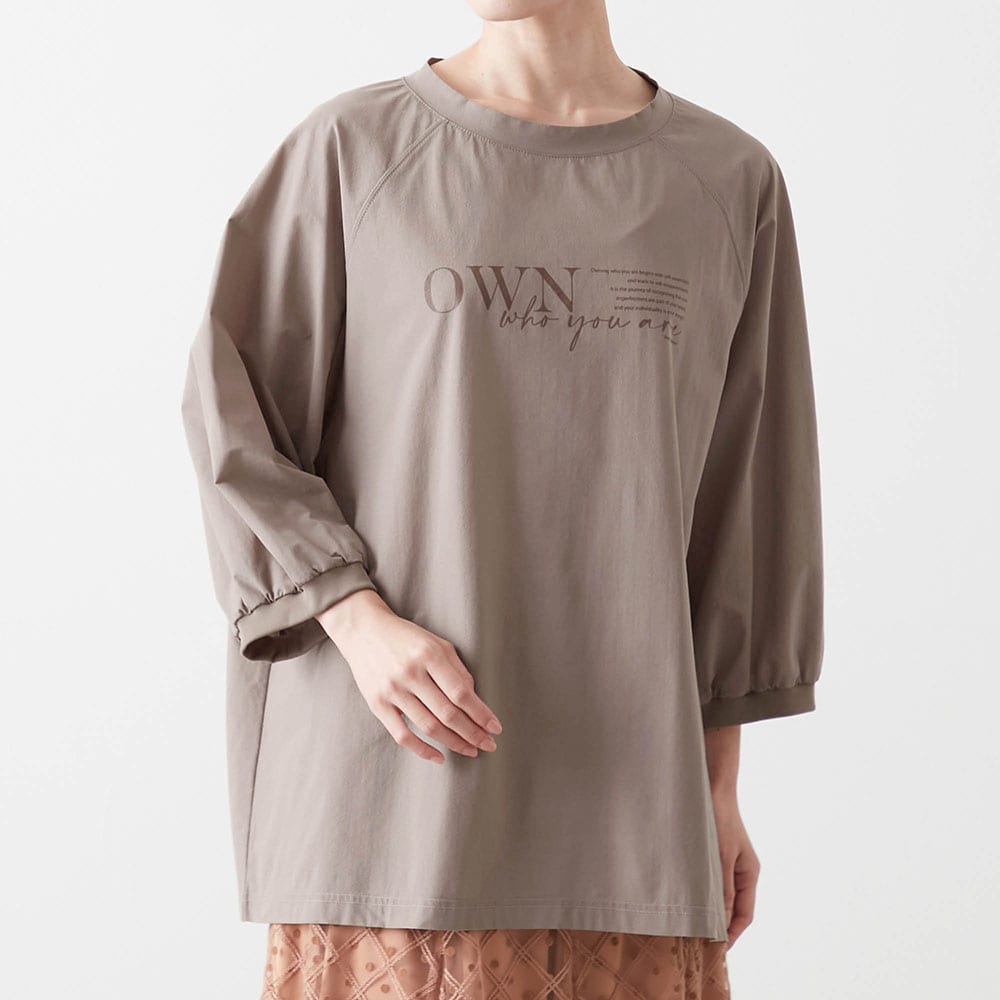 シアーニットジョーゼットドルマン七分袖カットソー(花笑むとき