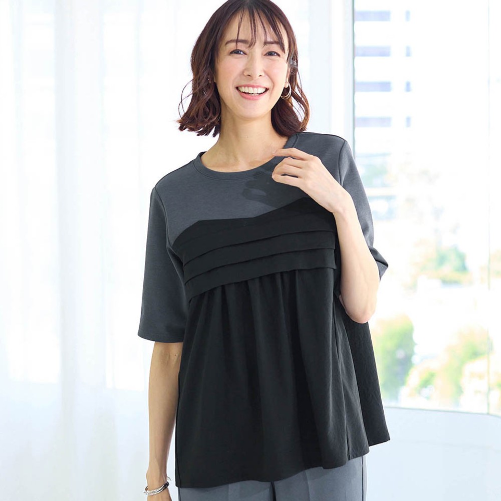 【スタイルノート/StyleNote】ビスチェ風切り替えカットソー