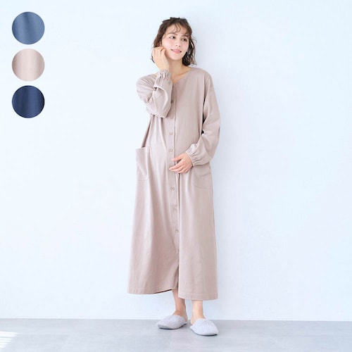 マタニティサイズ2WAY長袖綿素材ワンピースパジャマ