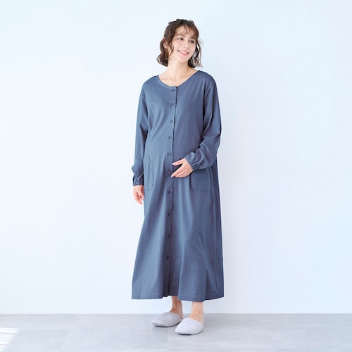 マタニティサイズ2WAY長袖綿素材ワンピースパジャマ