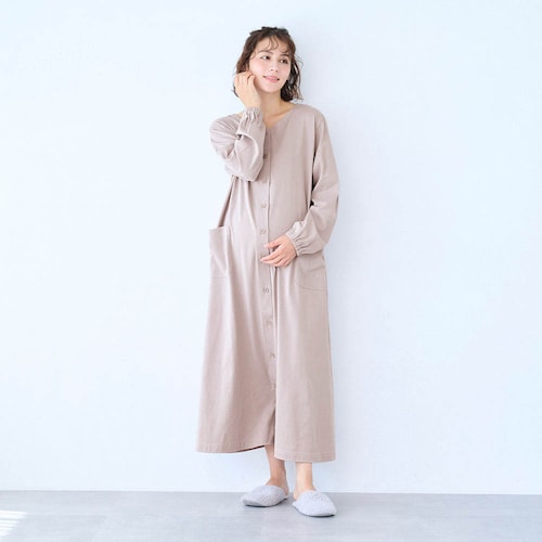 マタニティサイズ2WAY長袖綿素材ワンピースパジャマ