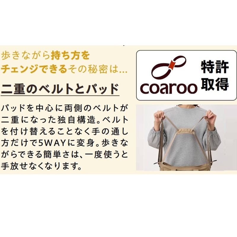 ベルトの付け替え無しで５WAY！その秘密は…？「ループ状ベルトとパッド」