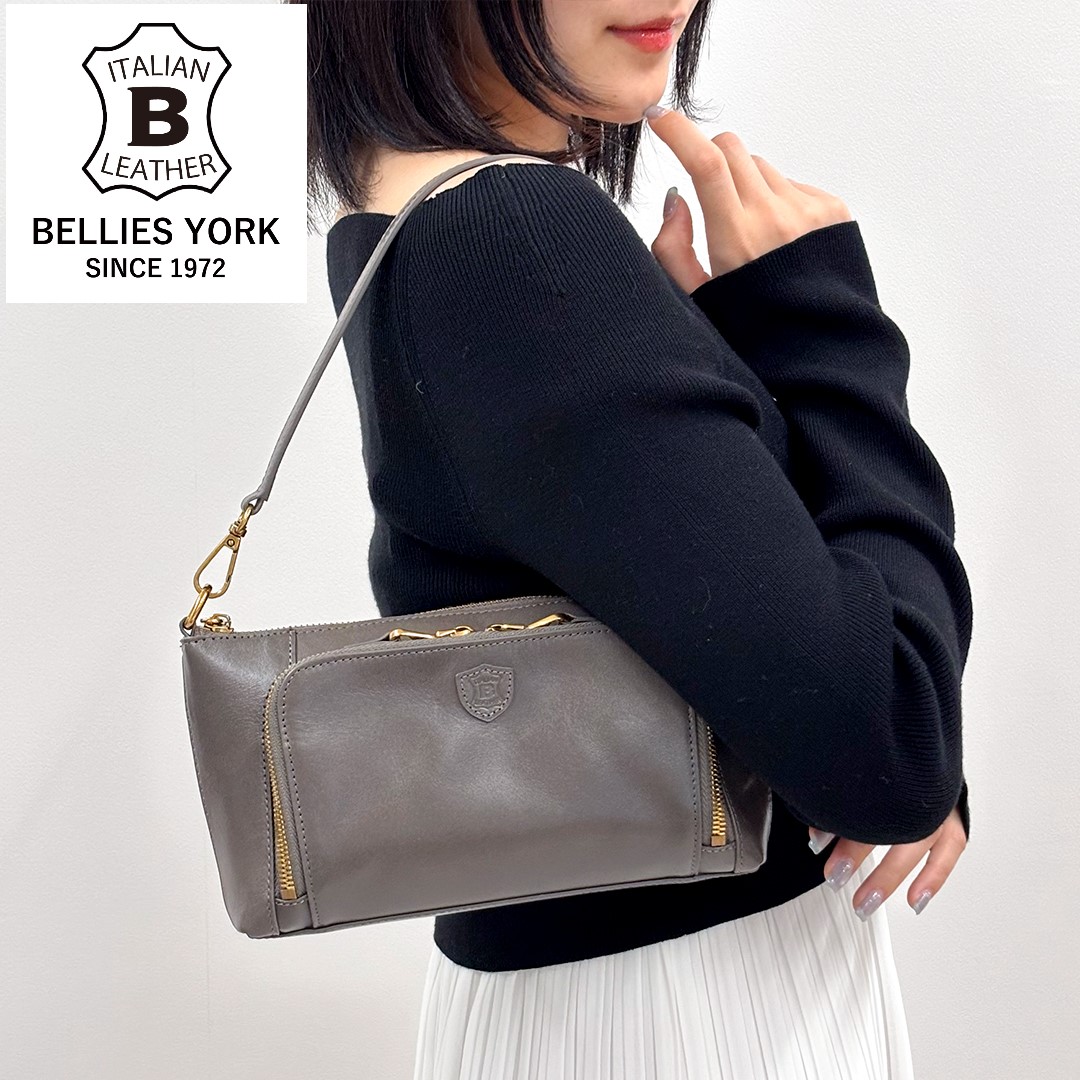 【ベリーズヨーク/BELLIES YORK】本革ショルダーバッグ(イタリアンレザー使用)