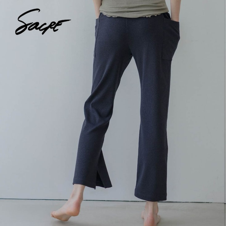 【数量限定特価】 Sacre ストレッチリブリラックスパンツ 