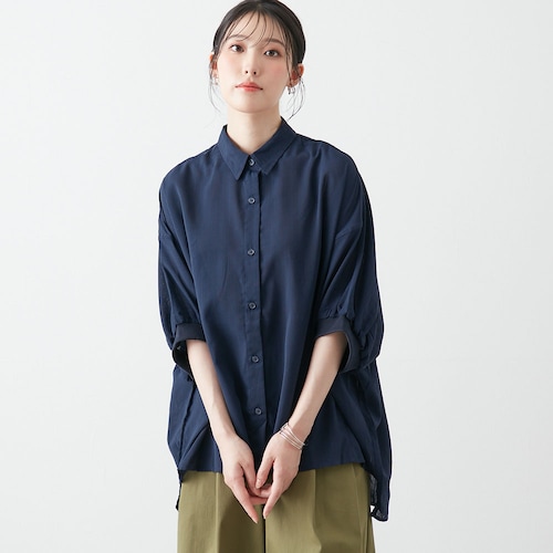 ゆったりシルエット袖リブシャツ