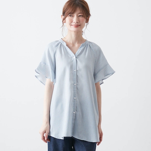 しわになりにくい袖フリルスキッパー