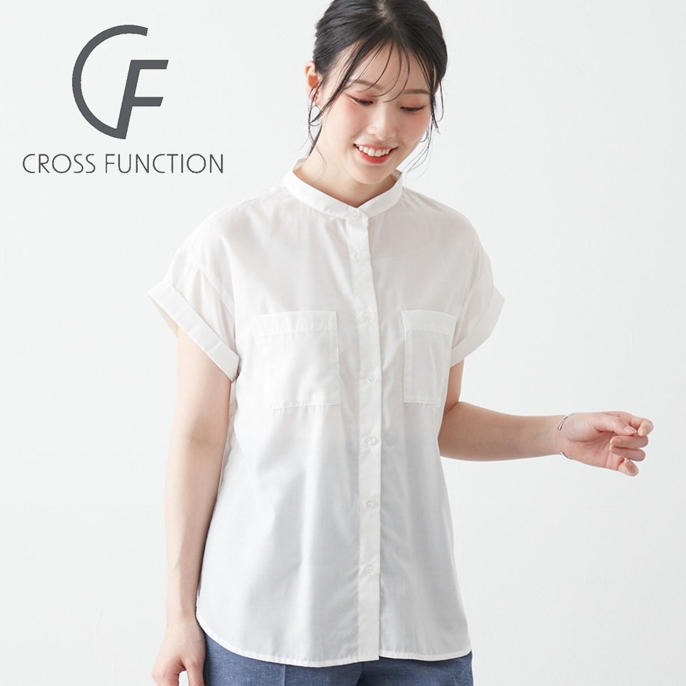 【クロスファンクション/CF】キュプラ混Wポケット半袖シャツ 【クロスファンクション/CF】キュプラ混Wポケット半袖シャツ