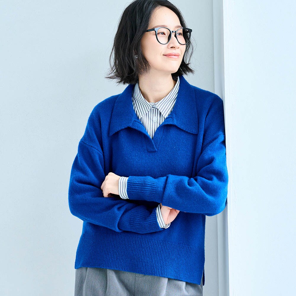 【スタイルノート/StyleNote】【12月9日セール追加】 ウールカシミヤブレンド襟付きニット