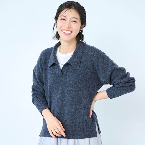 ウールカシミヤブレンド襟付きニット