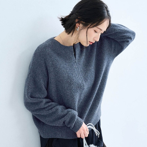 ウールカシミヤブレンドファスナー使いニット