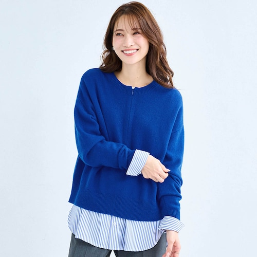 ウールカシミヤブレンドファスナー使いニット