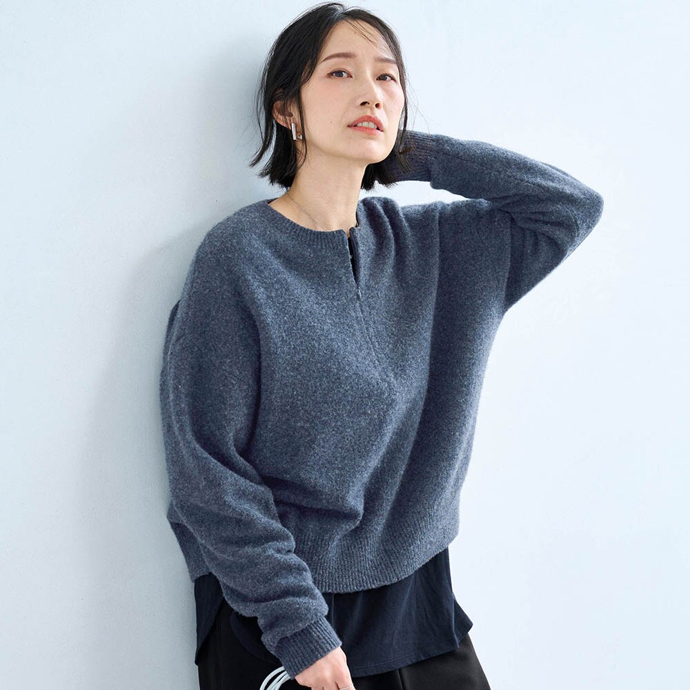 ウールカシミヤブレンドファスナー使いニット(スタイルノート