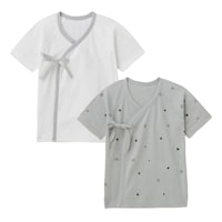 オーガニックコットン短肌着２枚セット（ライトグレー系／サイズ５０）