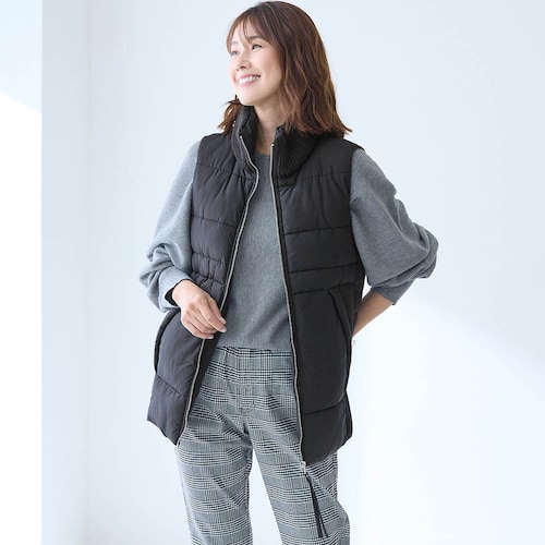 襟元ニット使い中わたベスト【撥水】