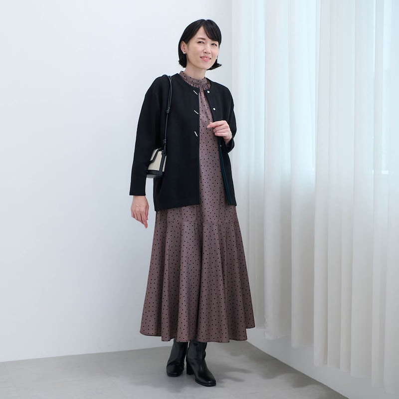 モデル身長170cm／M　※写真は撮影用のため総丈＋7cmになります。