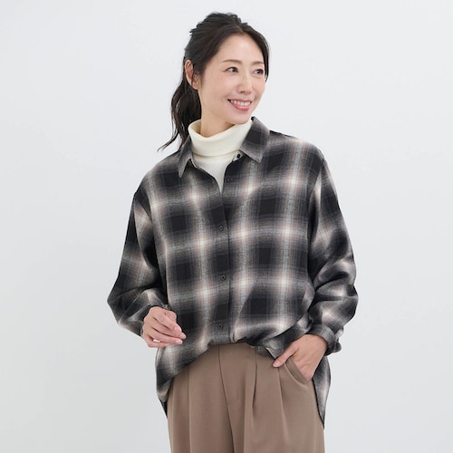 やわらか起毛チェックシャツ