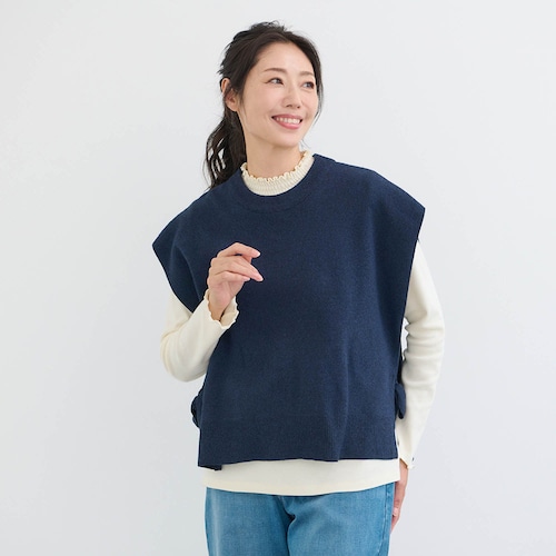 サイドリボンニットベスト 【洗濯機OK】