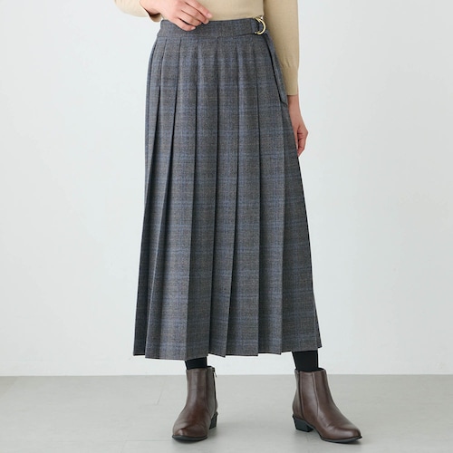 フロントプリーツ両面起毛チェックスカート