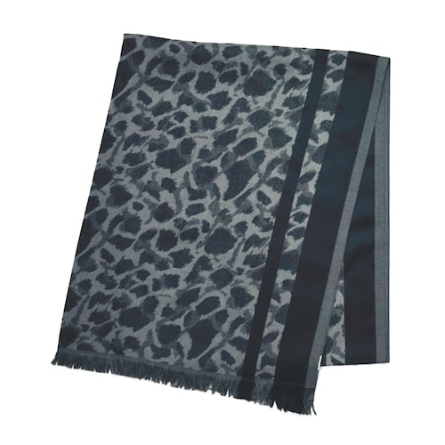 ライン入りレオパード柄ジャカードストール