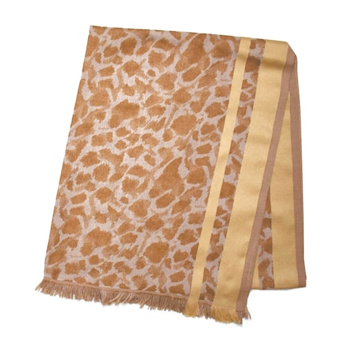 ライン入りレオパード柄ジャカードストール