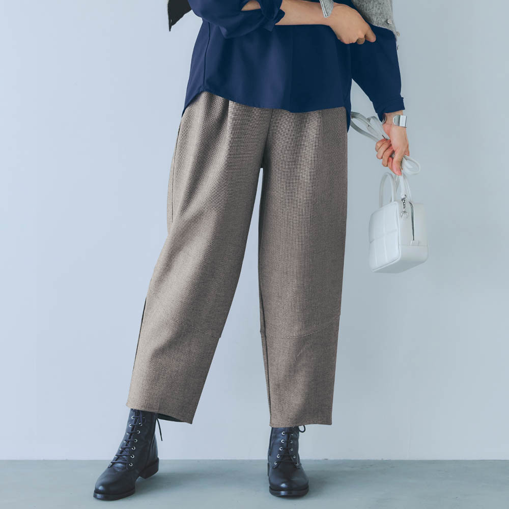 尾州織アンクル丈コクーンパンツ