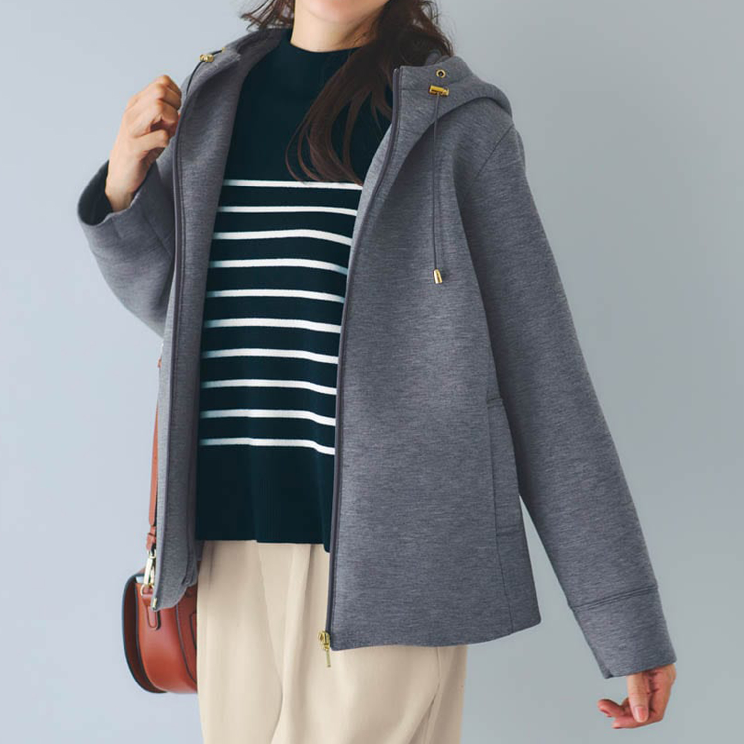 【ベルメゾン】あったかカットソーシャギー裏地付きフードジャケット