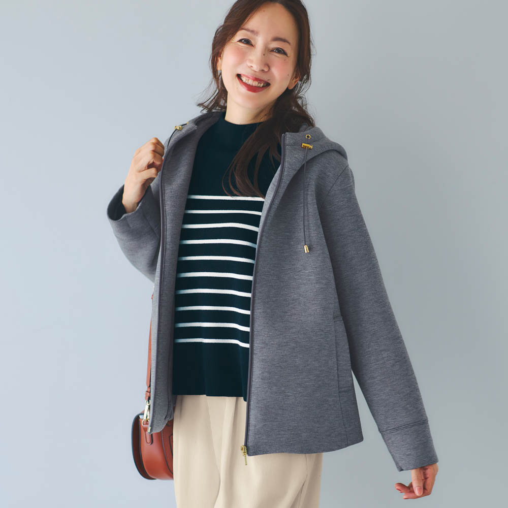 あったかカットソーシャギー裏地付きフードジャケット