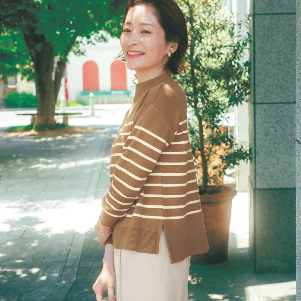 ミラノリブモックネックボーダーニット｜通販のベルメゾンネット