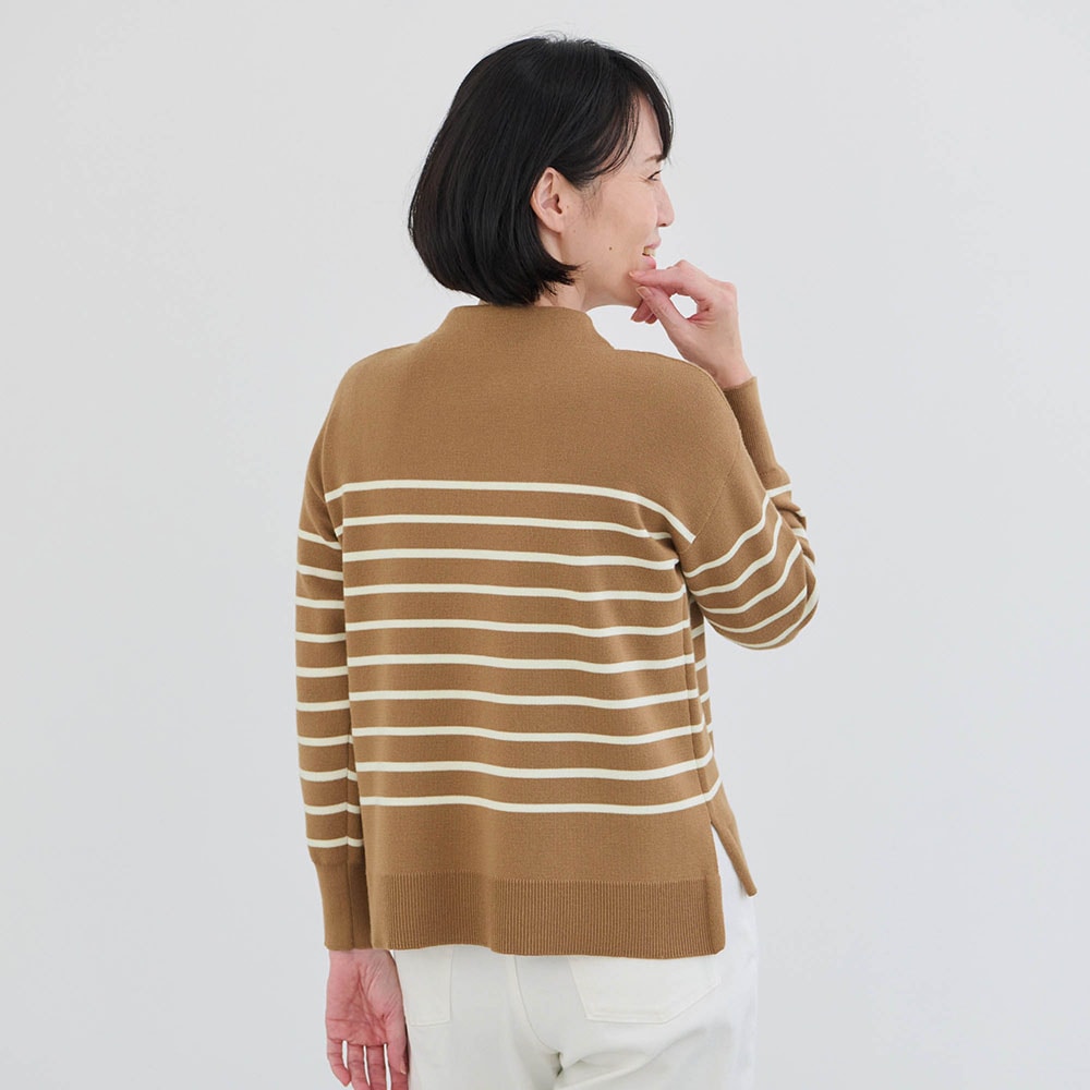 ミラノリブモックネックボーダーニット｜通販のベルメゾンネット