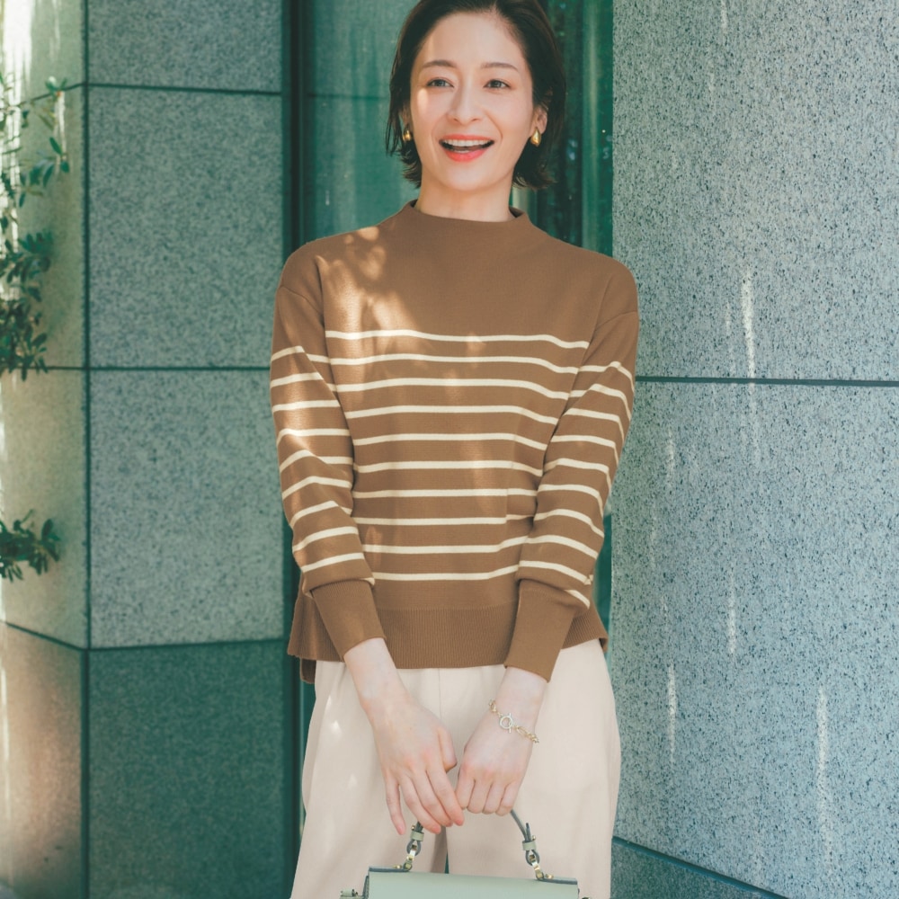 ミラノリブモックネックボーダーニット｜通販のベルメゾンネット